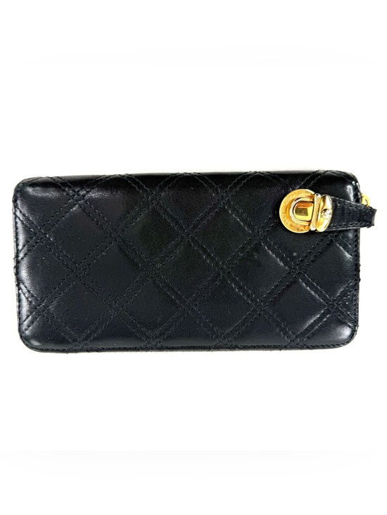 Marc Jacobs Handbags - Marc Jacobs Black Quilted Leather Large Zip Around Wallet Clutch Brass Push Lock